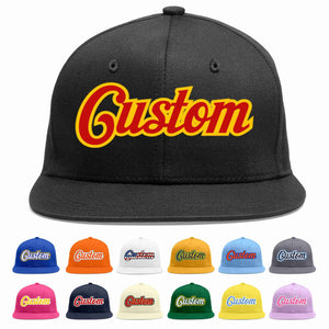 Casquette de baseball sport décontractée noire rouge-jaune personnalisée