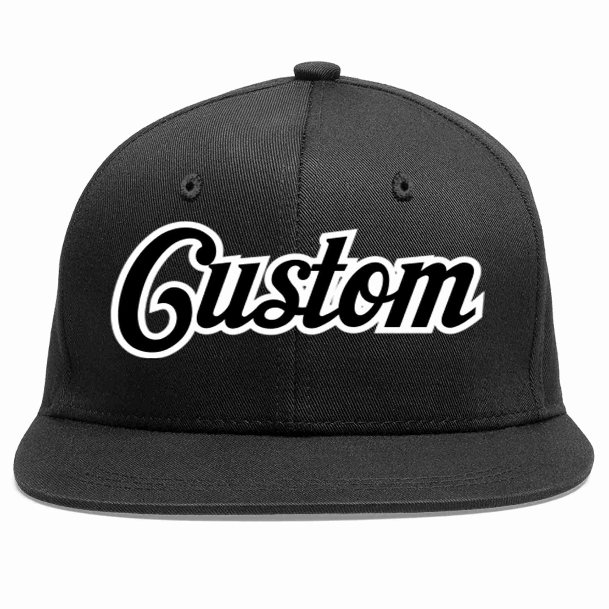 Casquette de baseball sport décontractée noir noir-blanc personnalisée