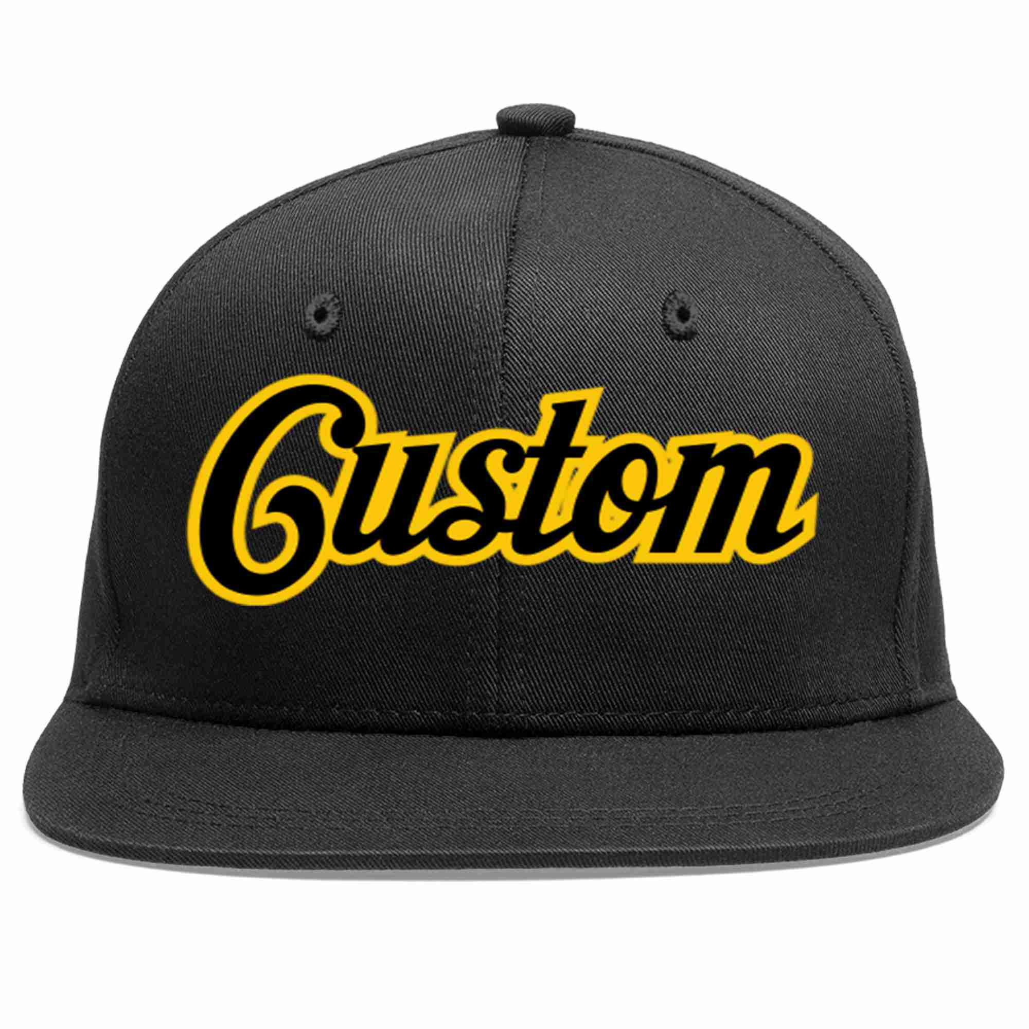 Custom Black Black-Gold Casual Sport Baseball Cap