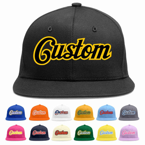 Custom Black Black-Gold Casual Sport Baseball Cap
