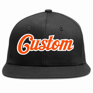 Casquette de baseball sport décontractée personnalisée noir orange-blanc