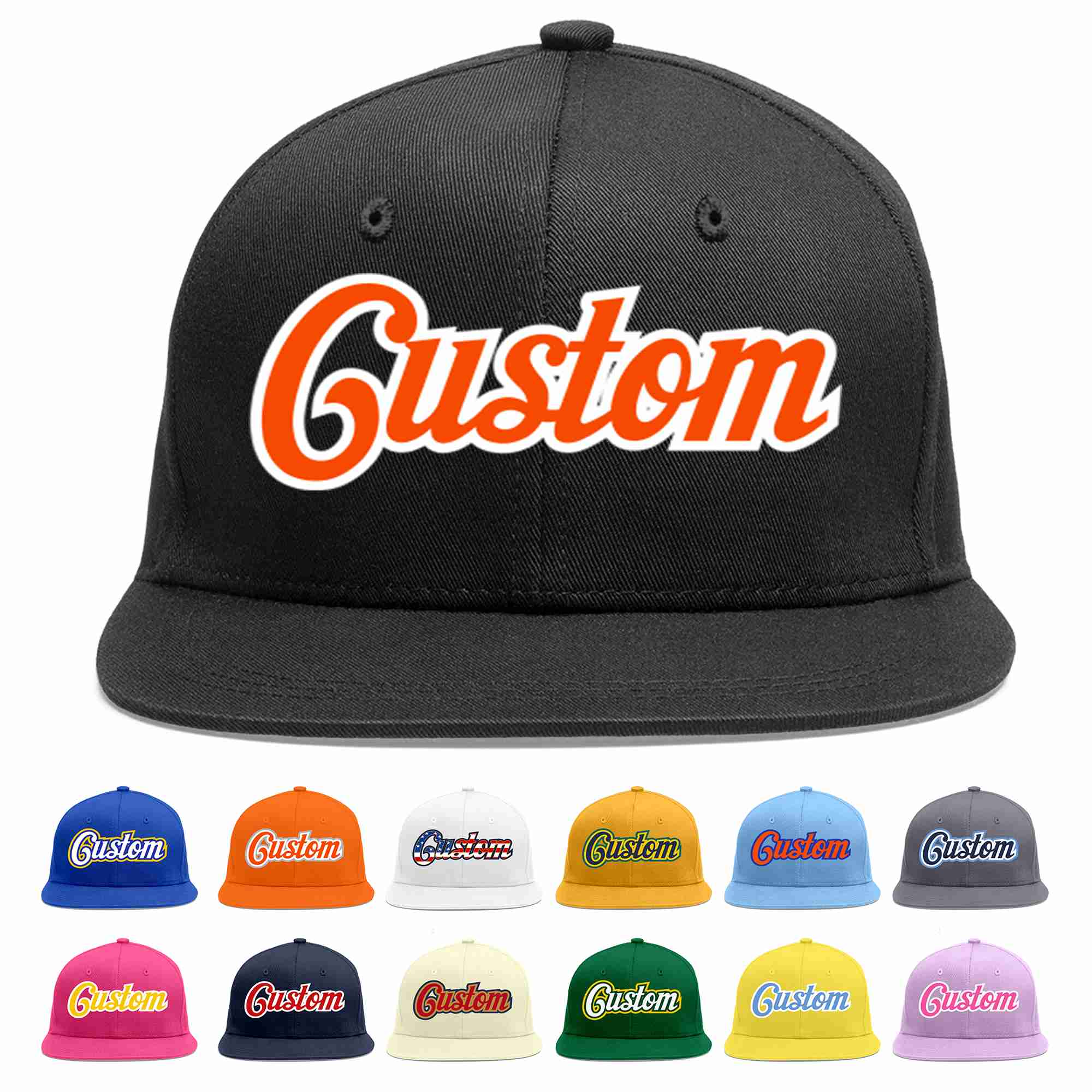 Casquette de baseball sport décontractée personnalisée noir orange-blanc