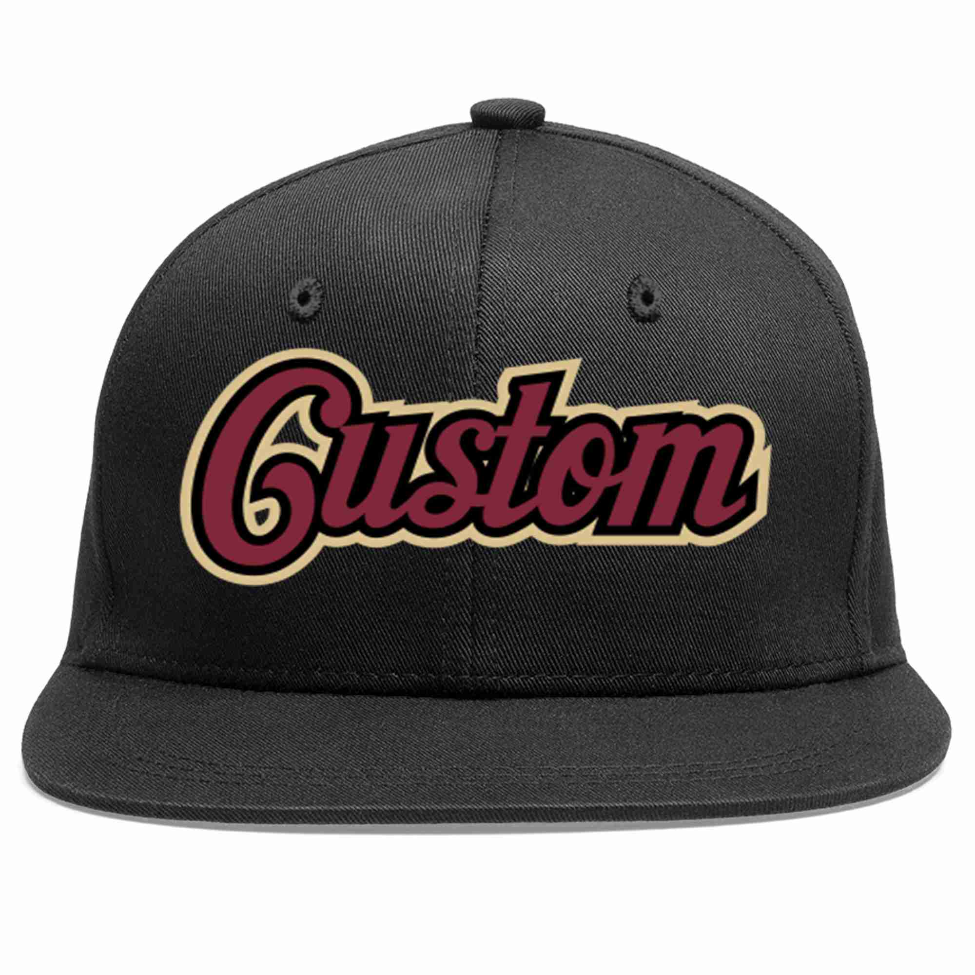 Custom Black Crimson-Black Casual Sport Baseball Cap