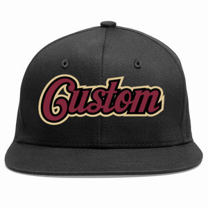 Casquette de baseball sport décontractée noire cramoisi-noir personnalisée