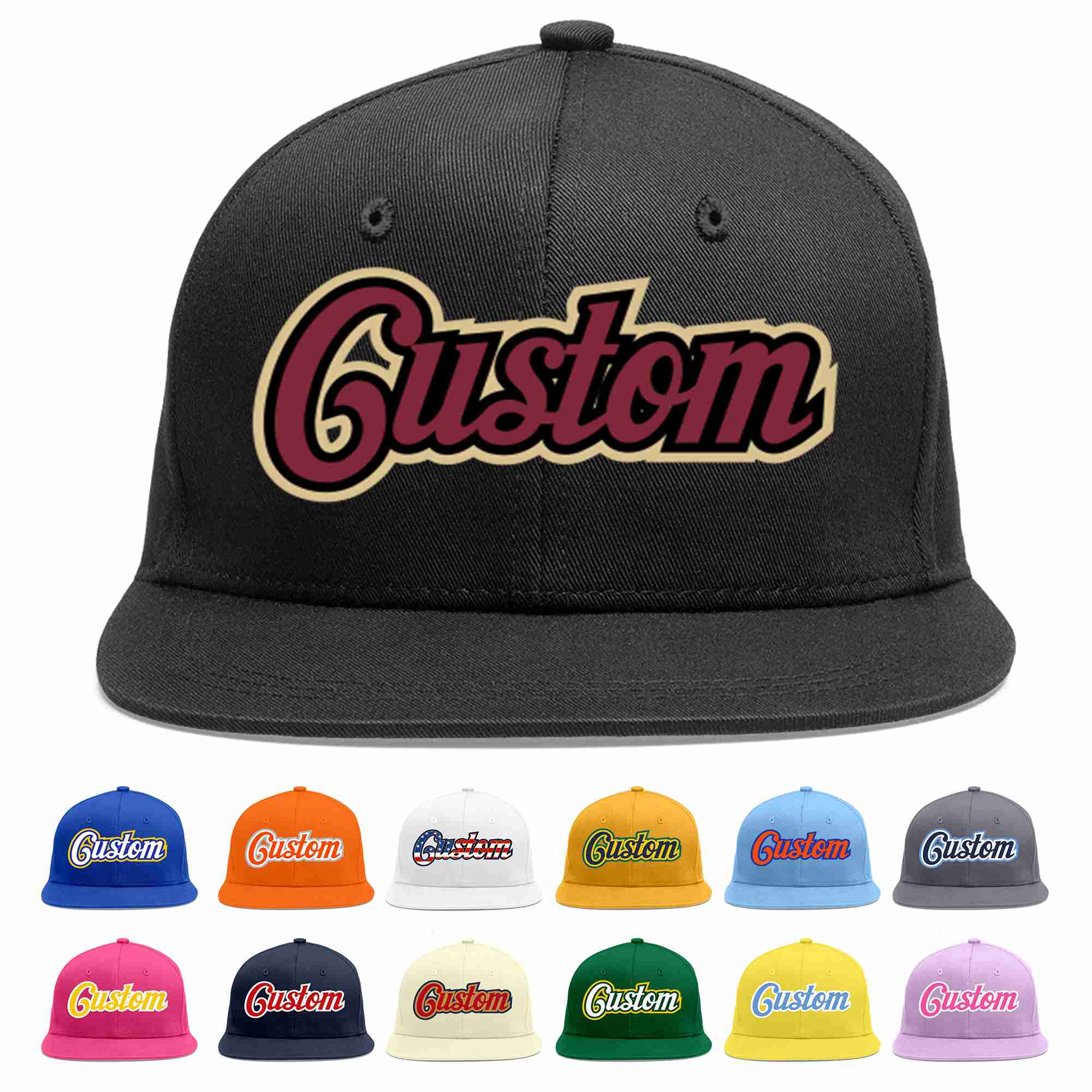 Custom Black Crimson-Black Casual Sport Baseball Cap