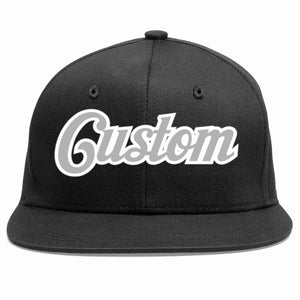 Custom Black Gray-White Casual Sport Baseball Cap