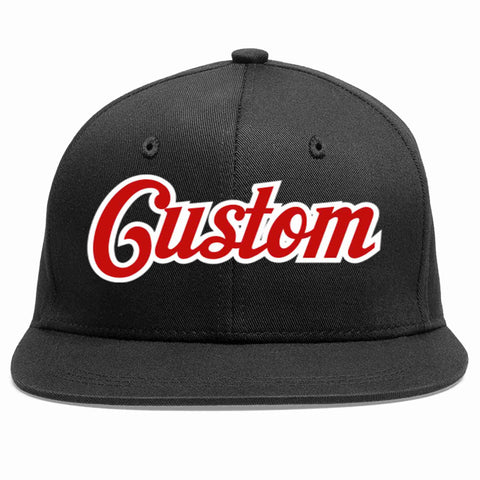 Custom Black Red-White Casual Sport Baseball Cap