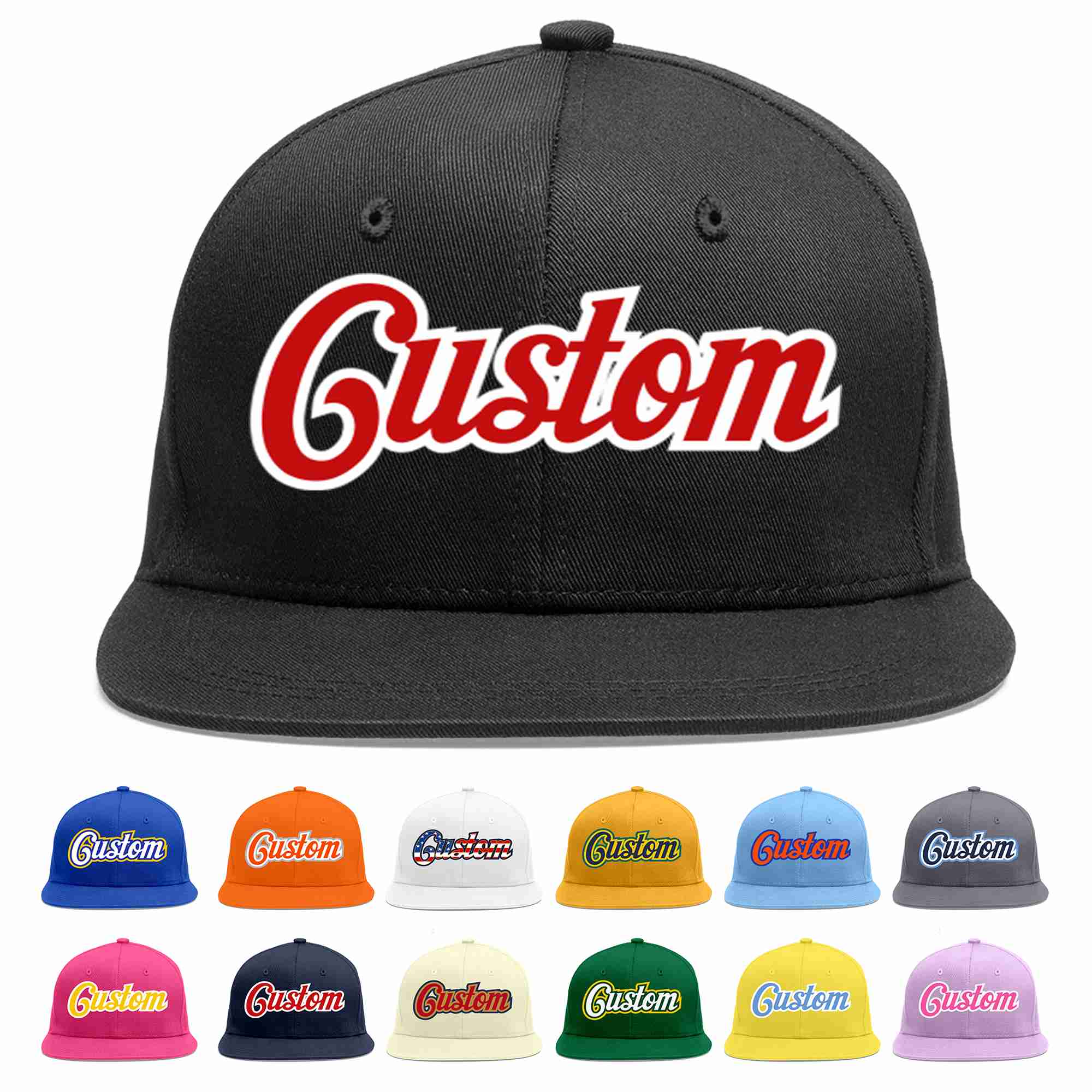 Custom Black Red-White Casual Sport Baseball Cap