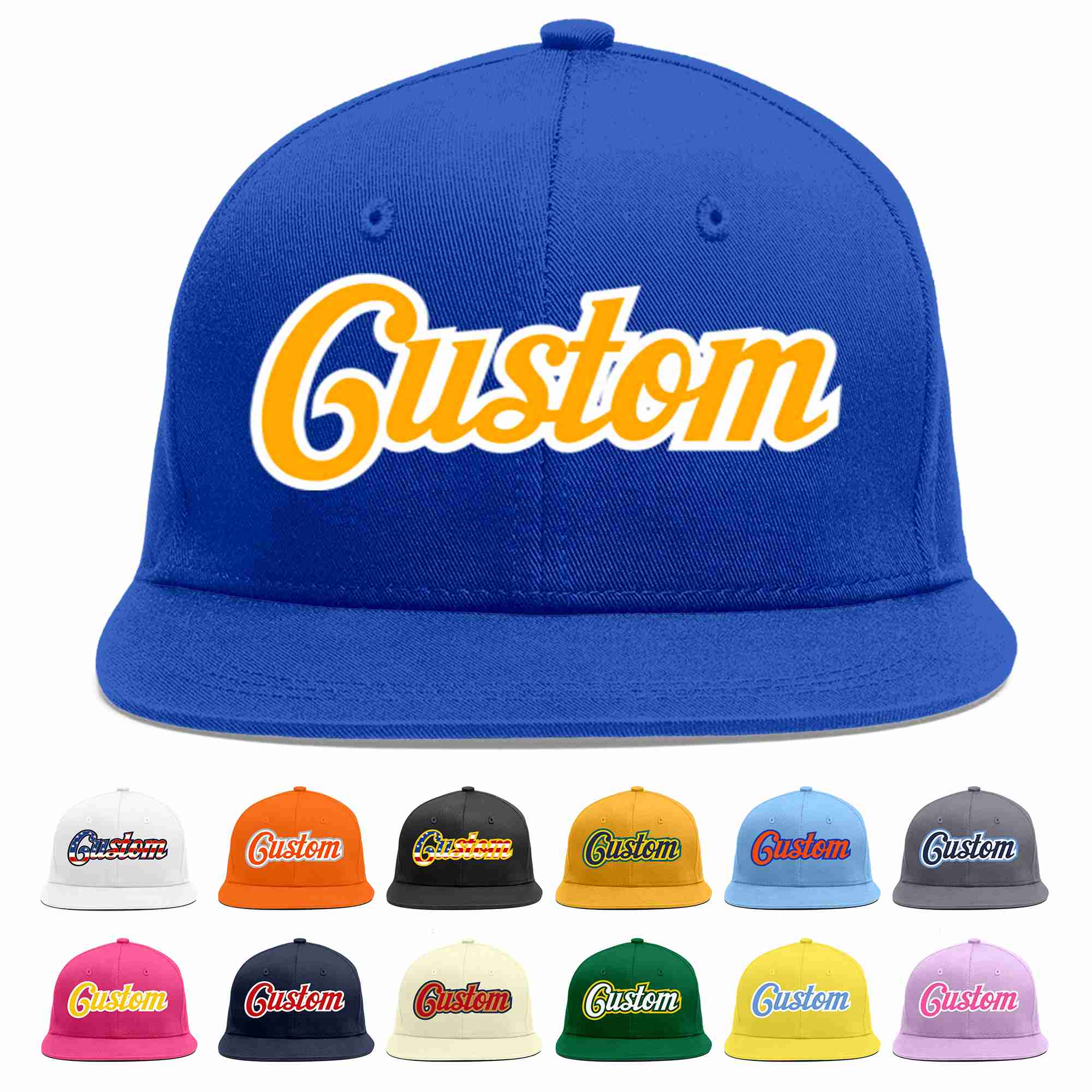 Custom Royal Yellow-White Casual Sport Baseball Cap