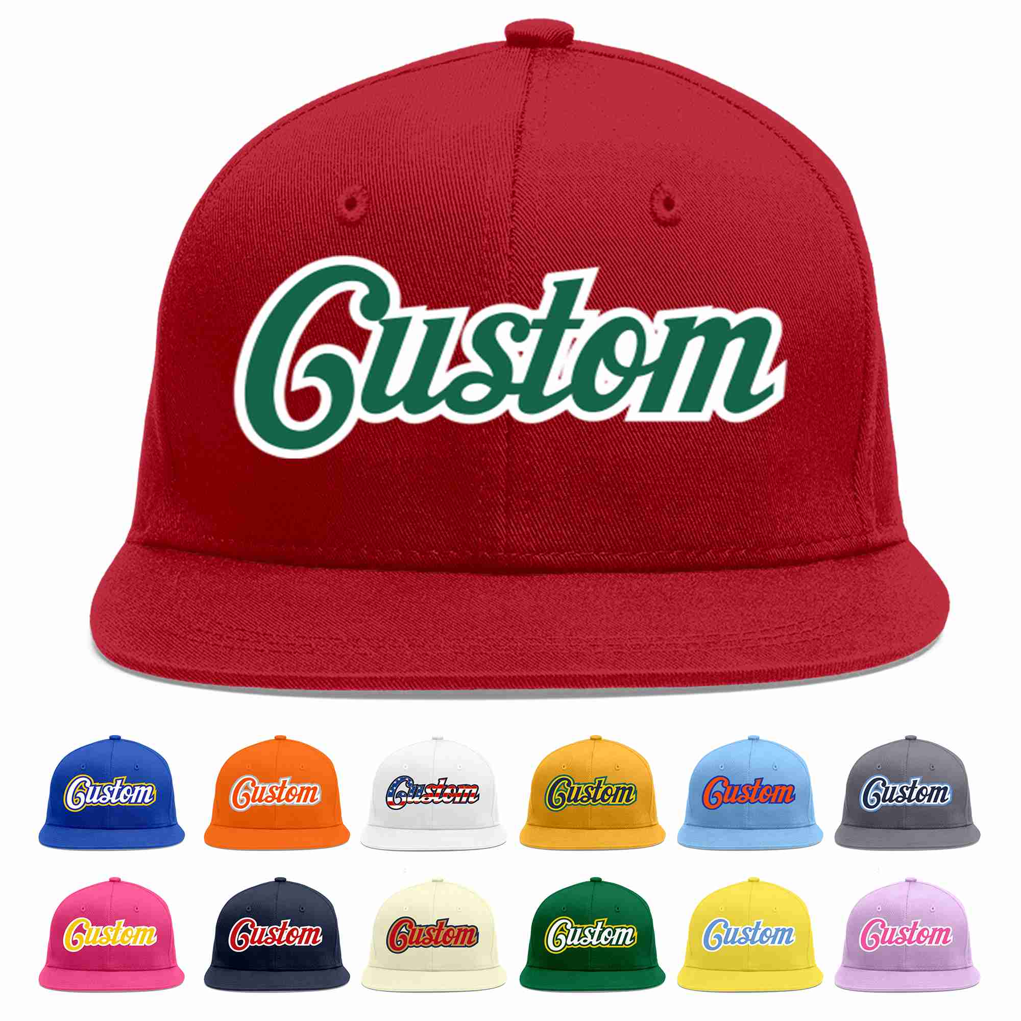 Custom Red Kelly Green-White Casual Sport Baseball Cap