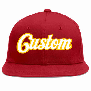 Custom Red White-Gold Casual Sport Baseball Cap