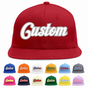 Custom Red White-Gray Casual Sport Baseball Cap