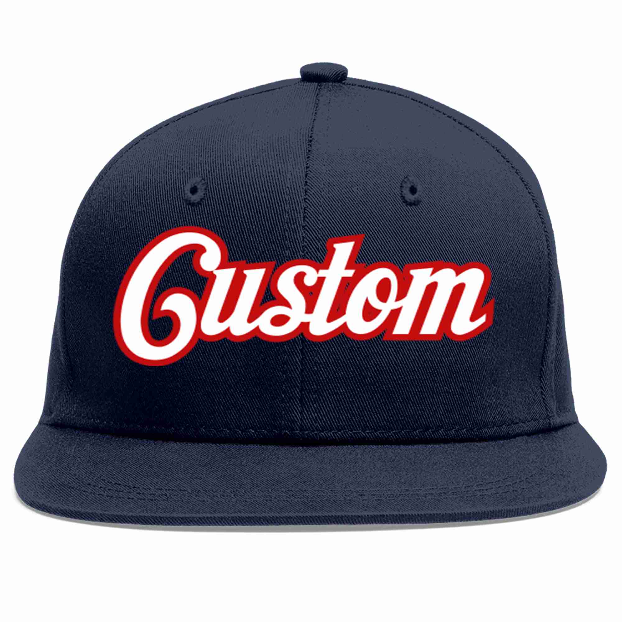 Casquette de baseball sport décontractée personnalisée bleu marine blanc-rouge