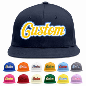 Casquette de baseball sport décontractée personnalisée bleu marine or-blanc