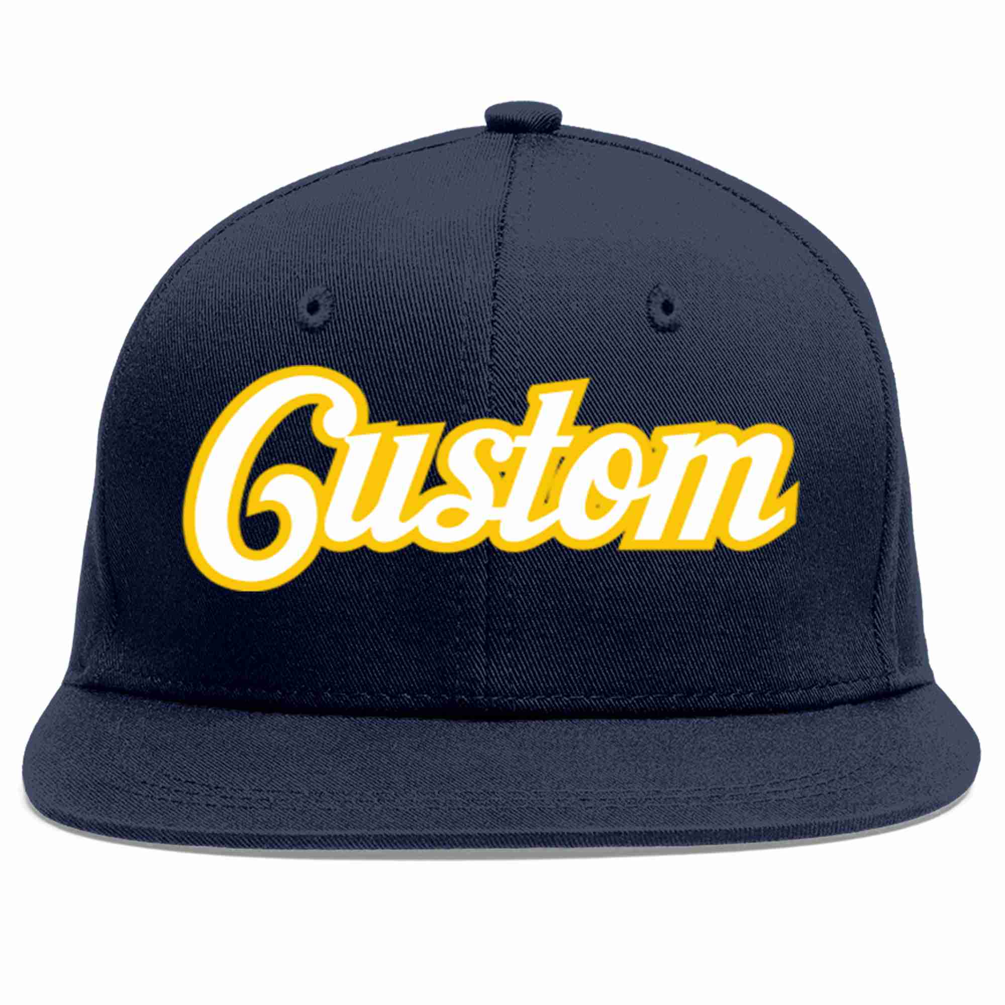 Custom Navy White-Gold Casual Sport Baseball Cap