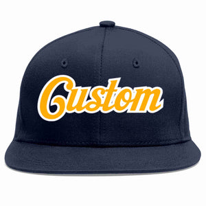 Custom Navy Yellow-White Casual Sport Baseball Cap