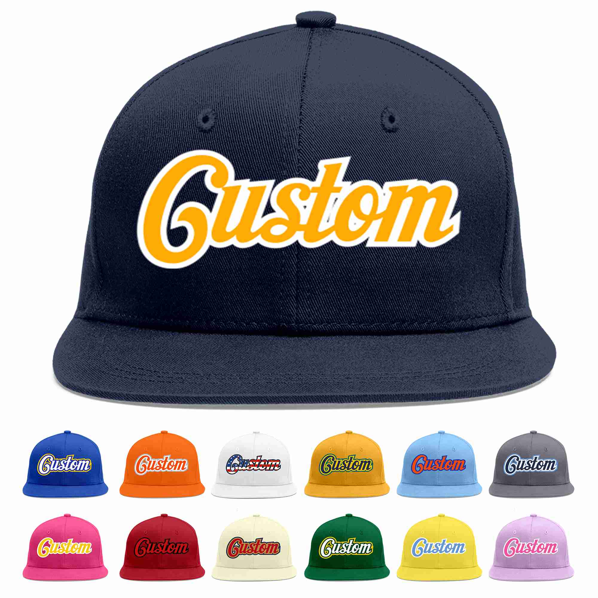 Custom Navy Yellow-White Casual Sport Baseball Cap