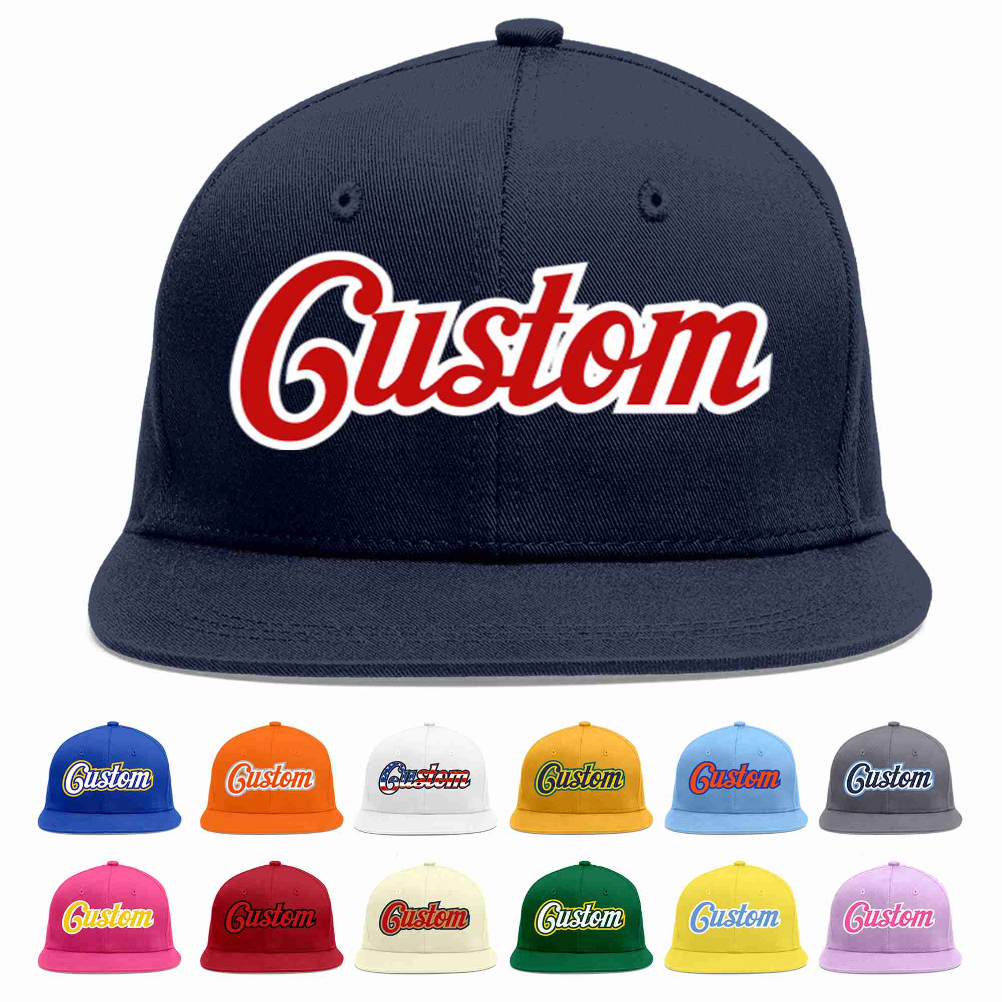 Custom Navy Red-White Casual Sport Baseball Cap