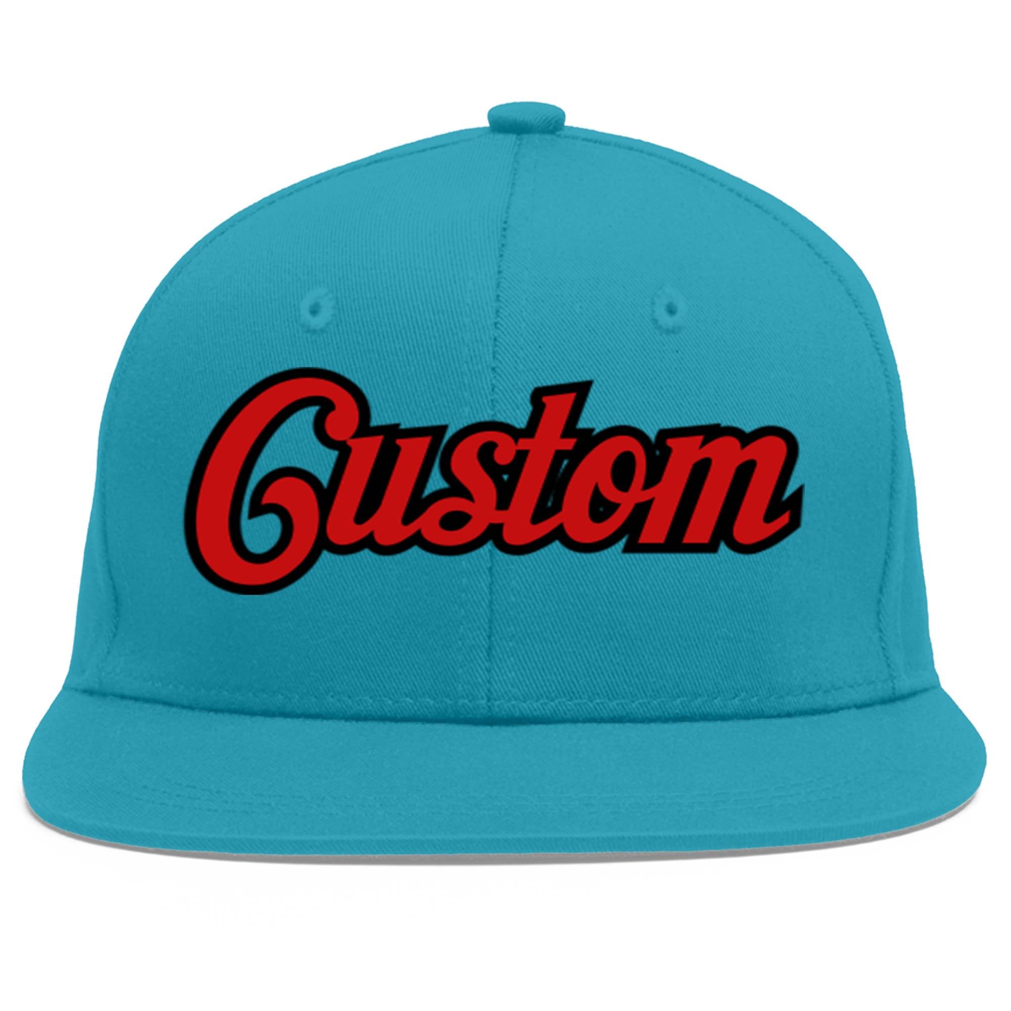 Casquette de baseball sport personnalisée Aqua rouge-noir Flat Eaves