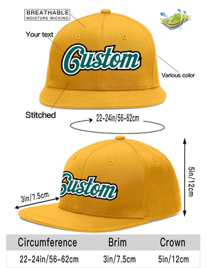 Casquette de baseball personnalisée Gold Aqua-White Flat Eaves Sport