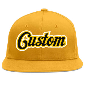 Custom Gold Black-Gold Flat Eaves Sport Baseball Cap