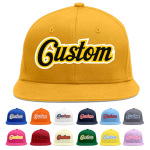 Custom Gold Black-Gold Flat Eaves Sport Baseball Cap