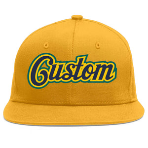 Custom Gold Navy-Gold Flat Eaves Sport Baseball Cap