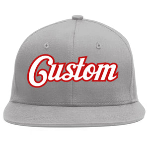 Casquette de baseball sport personnalisée gris blanc-rouge Flat Eaves