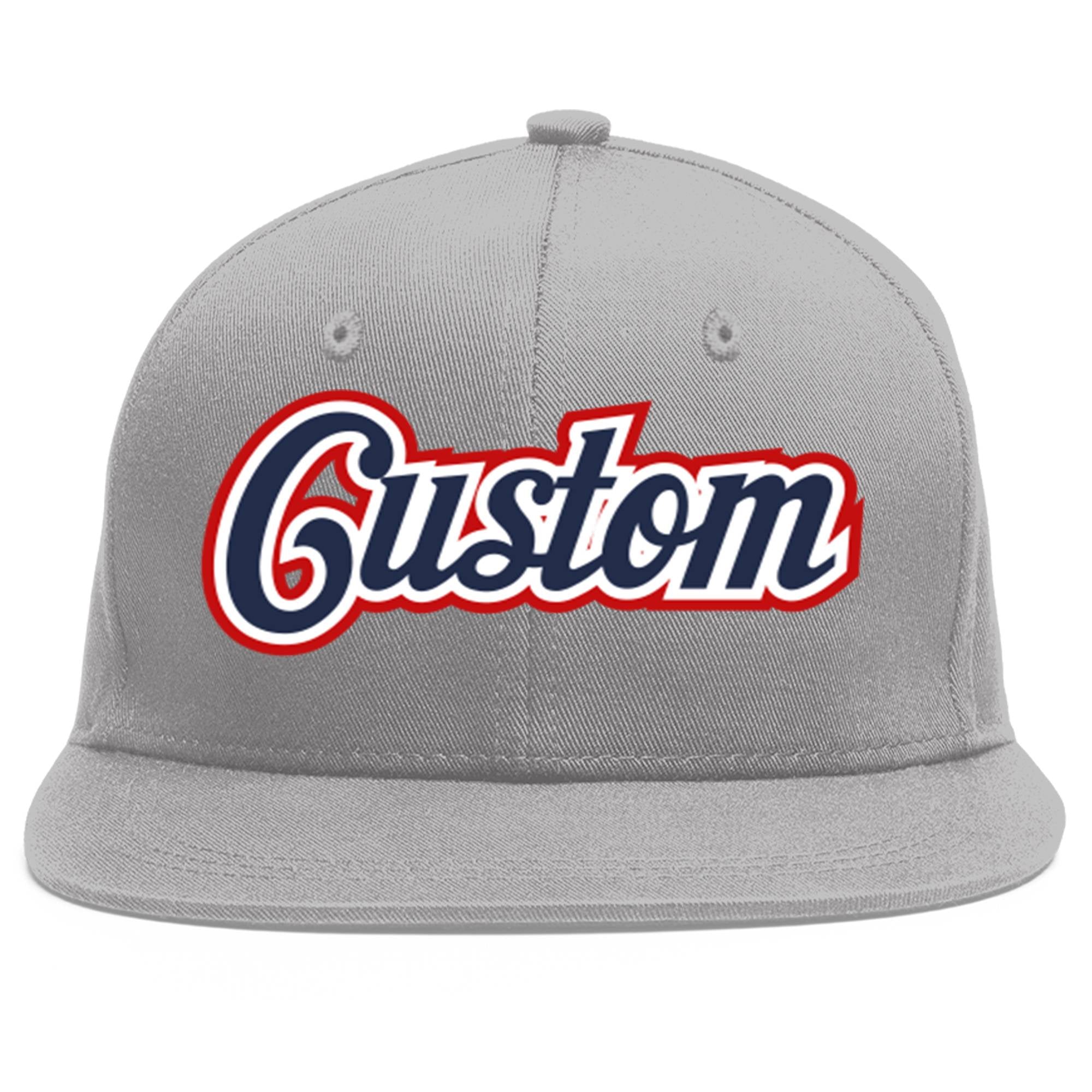 Casquette de baseball sport personnalisée gris marine-blanc Flat Eaves