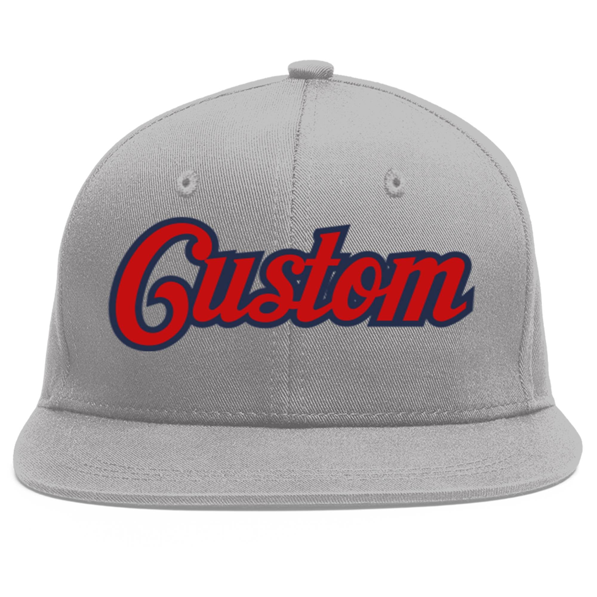 Casquette de baseball sport personnalisée gris rouge-marine Flat Eaves