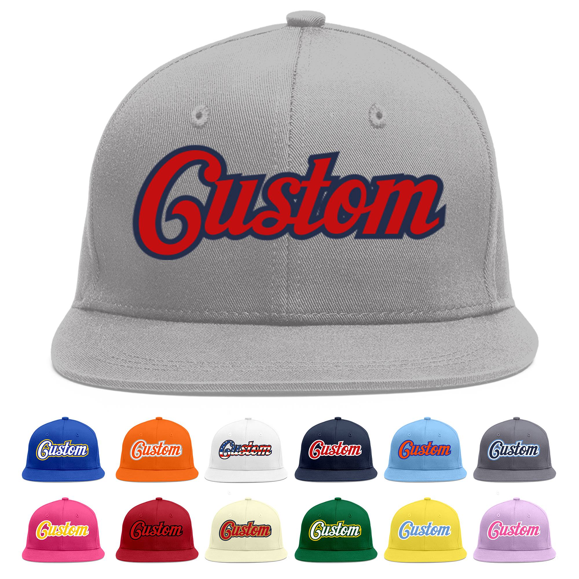 Casquette de baseball sport personnalisée gris rouge-marine Flat Eaves