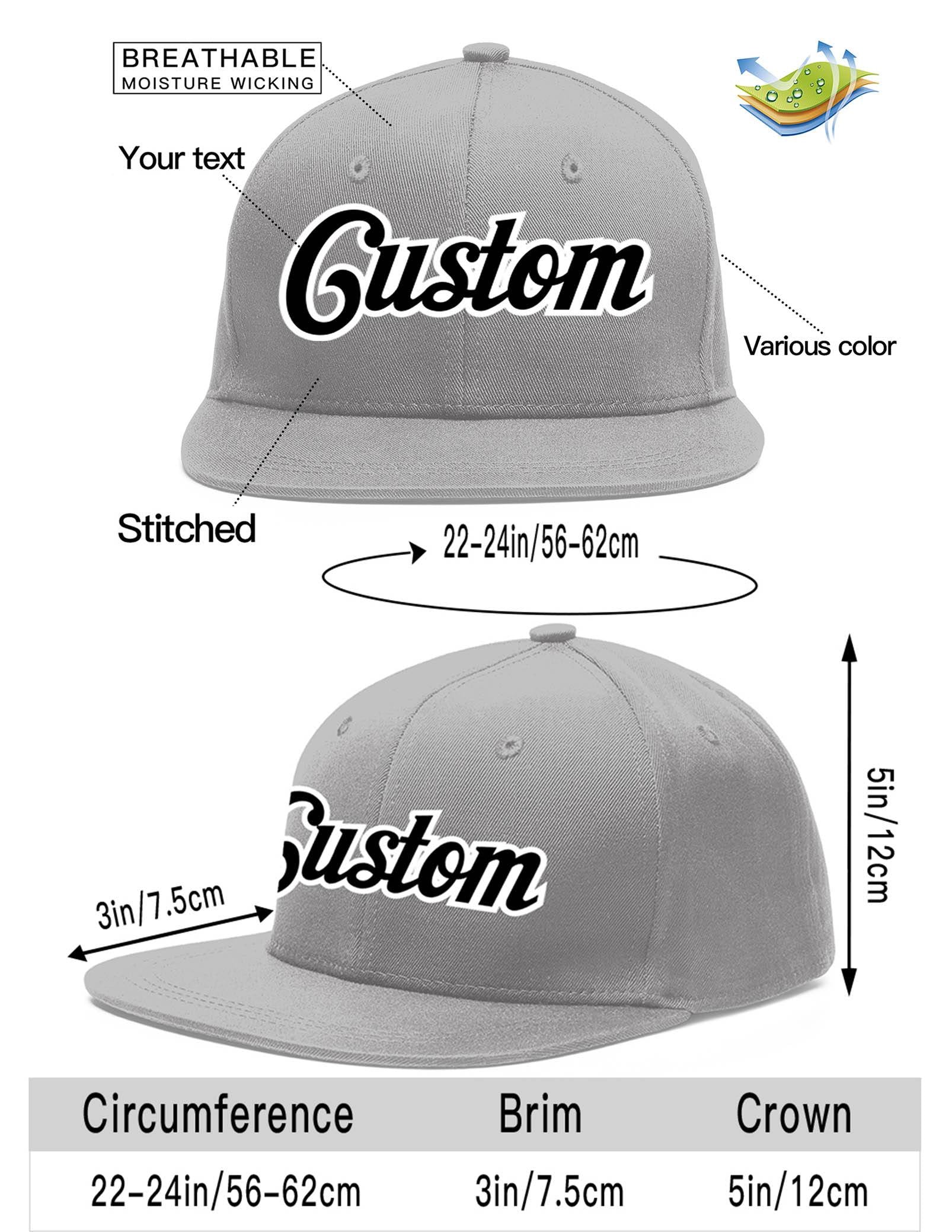 Custom Gray Black-White Flat Eaves Sport Baseball Cap