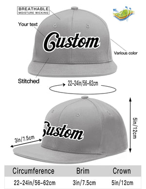 Casquette de baseball sport personnalisée gris noir-blanc Flat Eaves