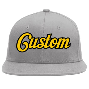 Casquette de baseball sport personnalisée gris or-noir Flat Eaves