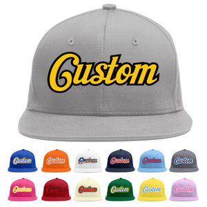 Casquette de baseball sport personnalisée gris or-noir Flat Eaves