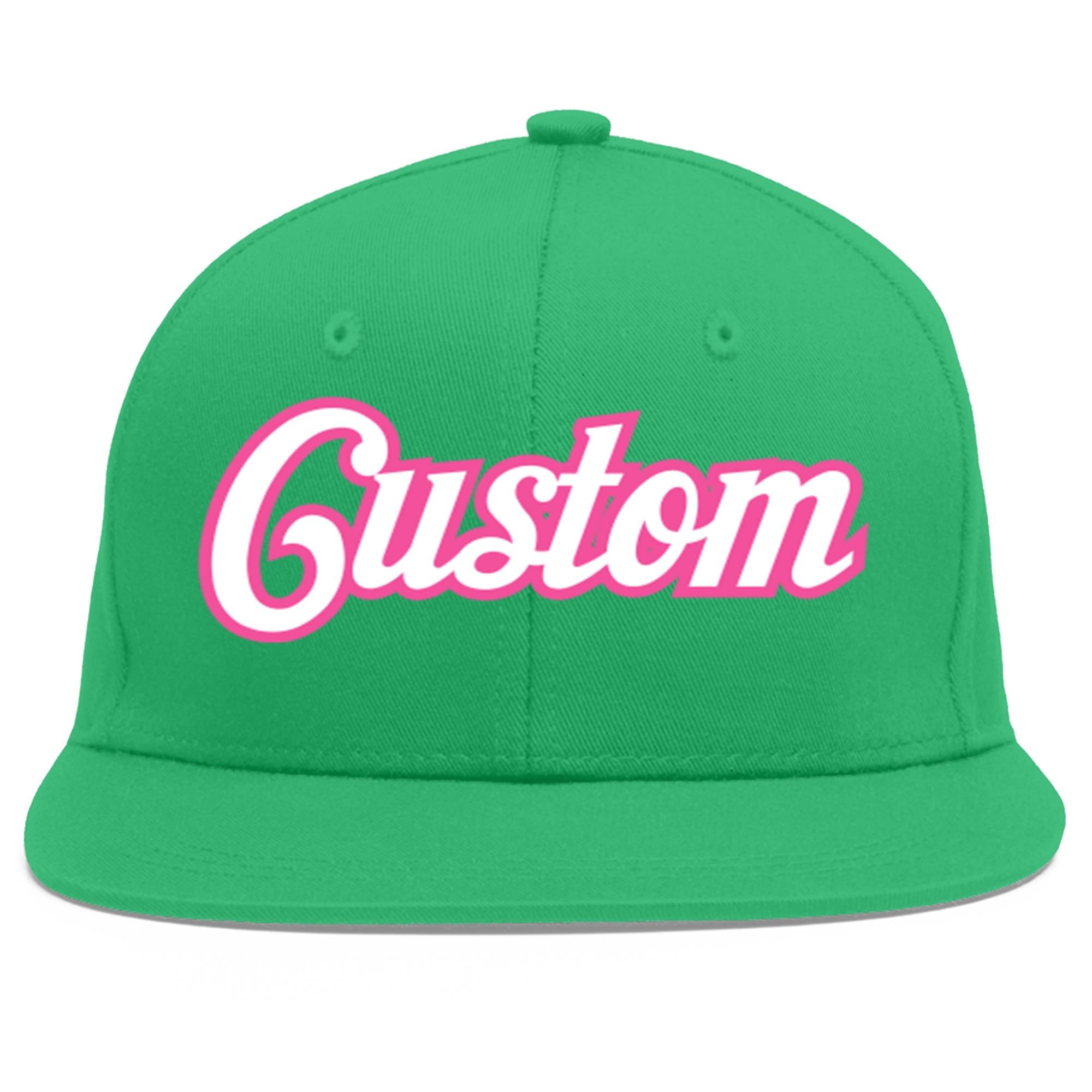 Custom Teal White-Pink Flat Eaves Sport Baseball Cap