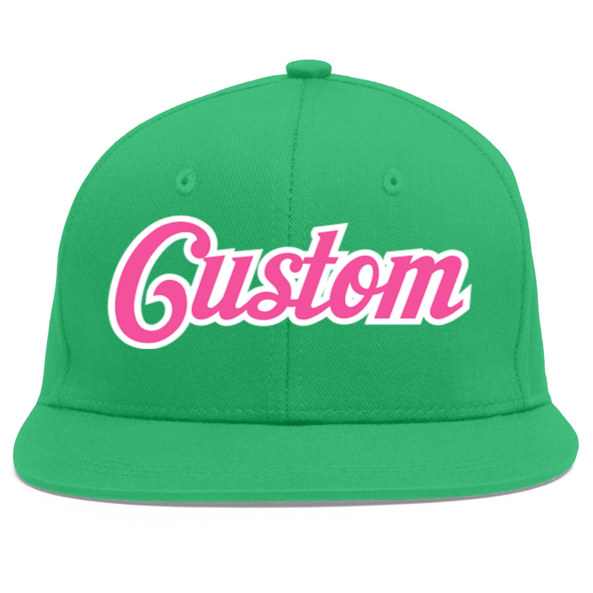 Custom Teal Pink-White Flat Eaves Sport Baseball Cap