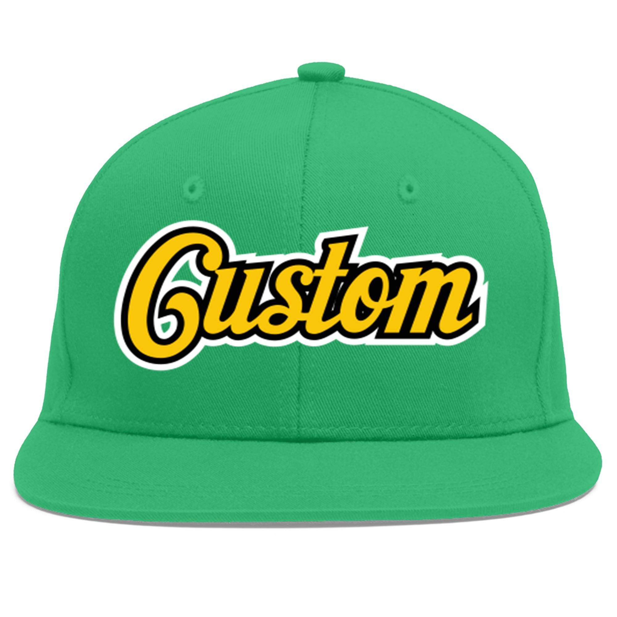 Custom Teal Gold-Black Flat Eaves Sport Baseball Cap