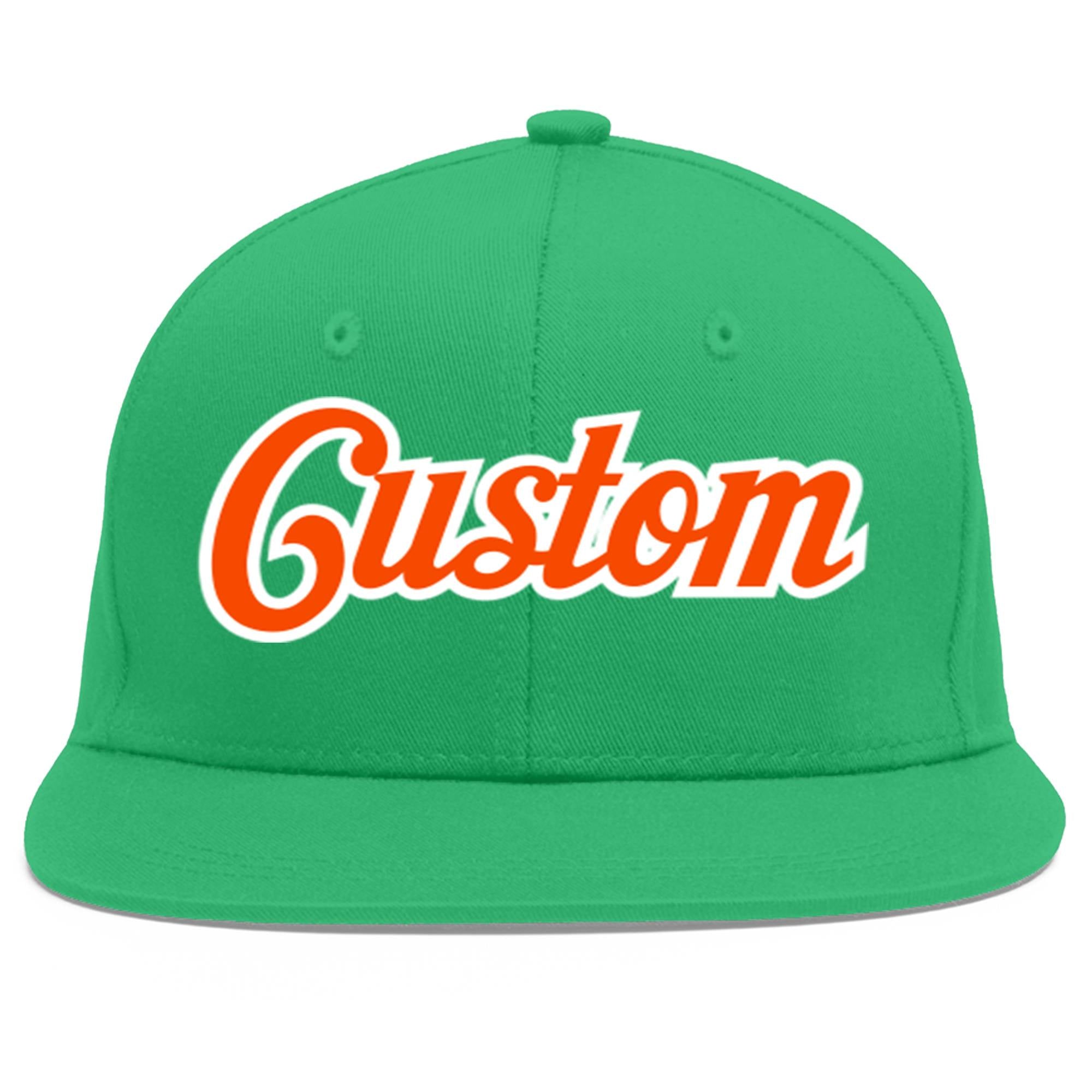 Custom Teal Orange-White Flat Eaves Sport Baseball Cap