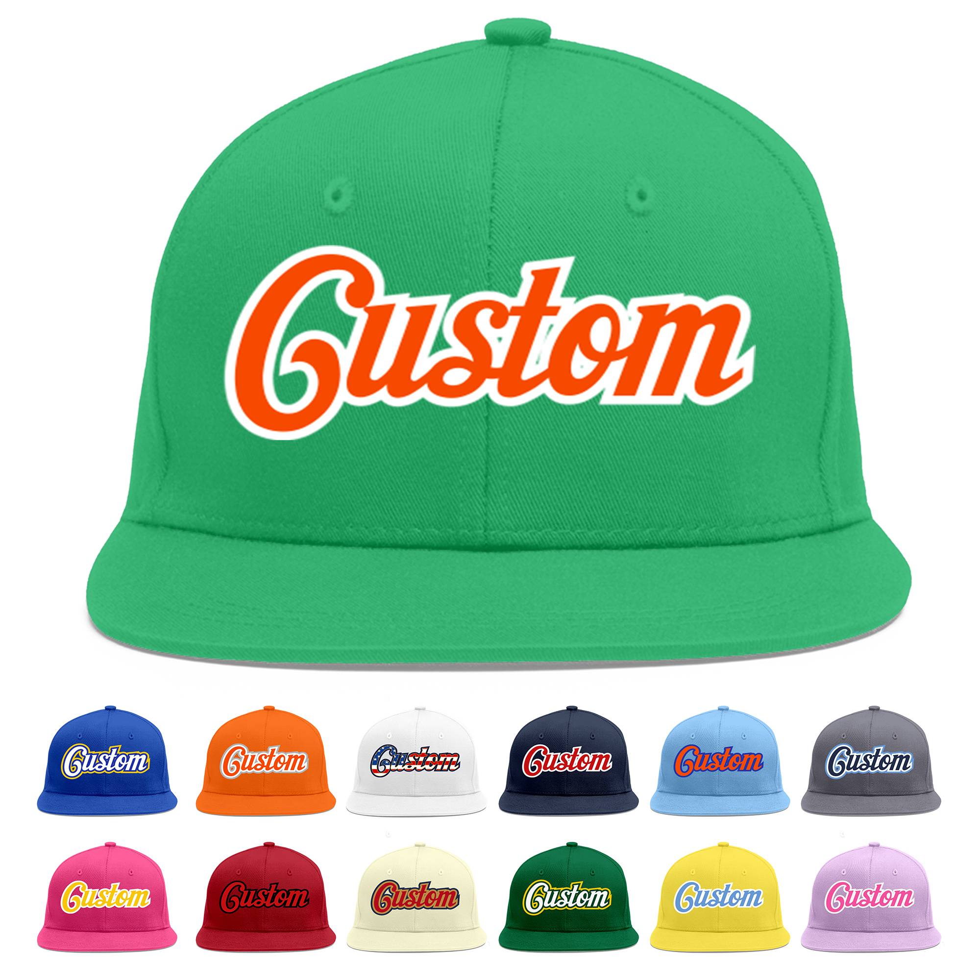 Custom Teal Orange-White Flat Eaves Sport Baseball Cap