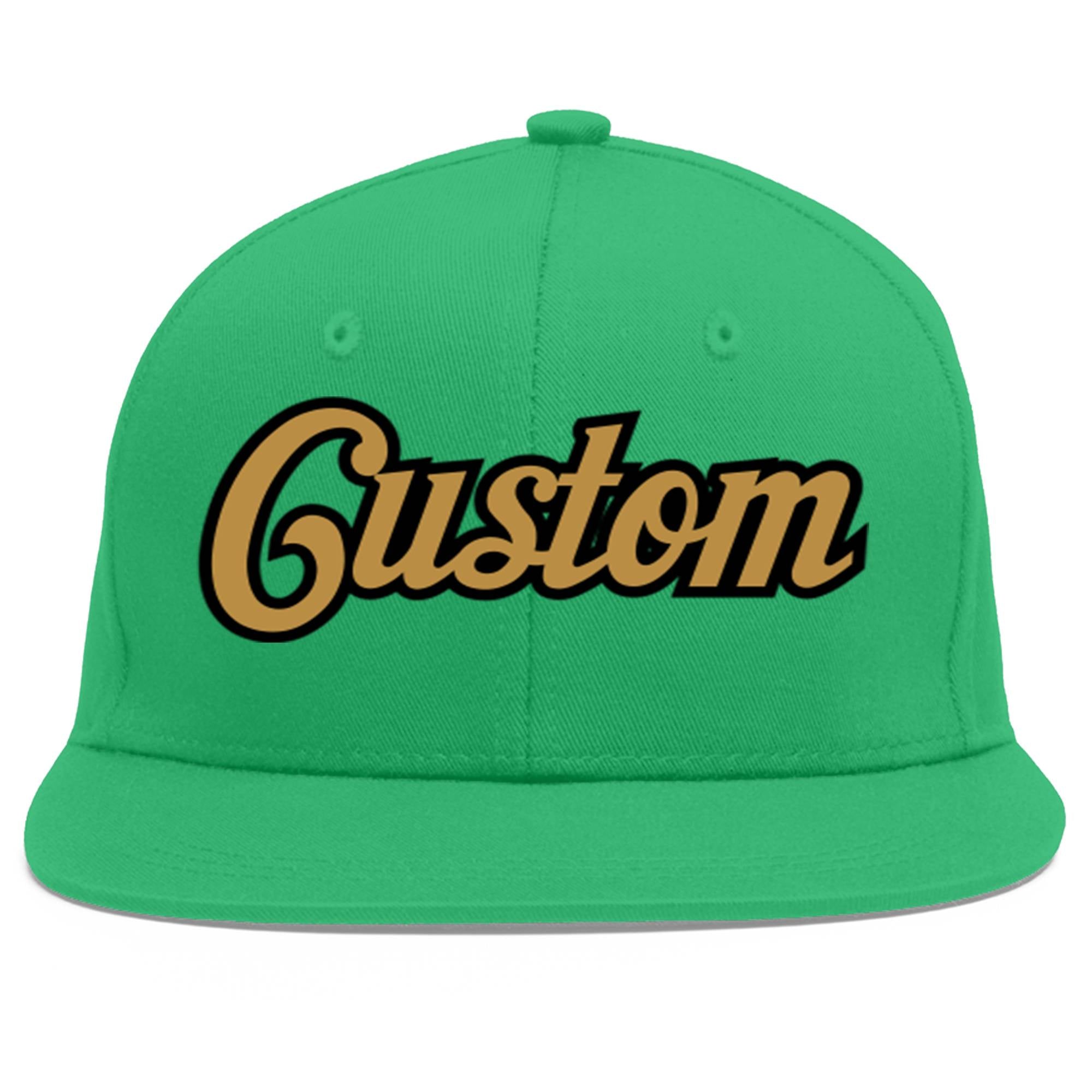 Custom Teal Old Gold-Black Flat Eaves Sport Baseball Cap