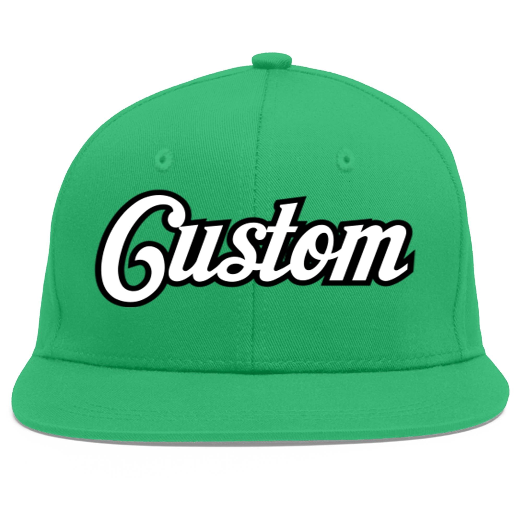 Custom Teal White-Black Flat Eaves Sport Baseball Cap