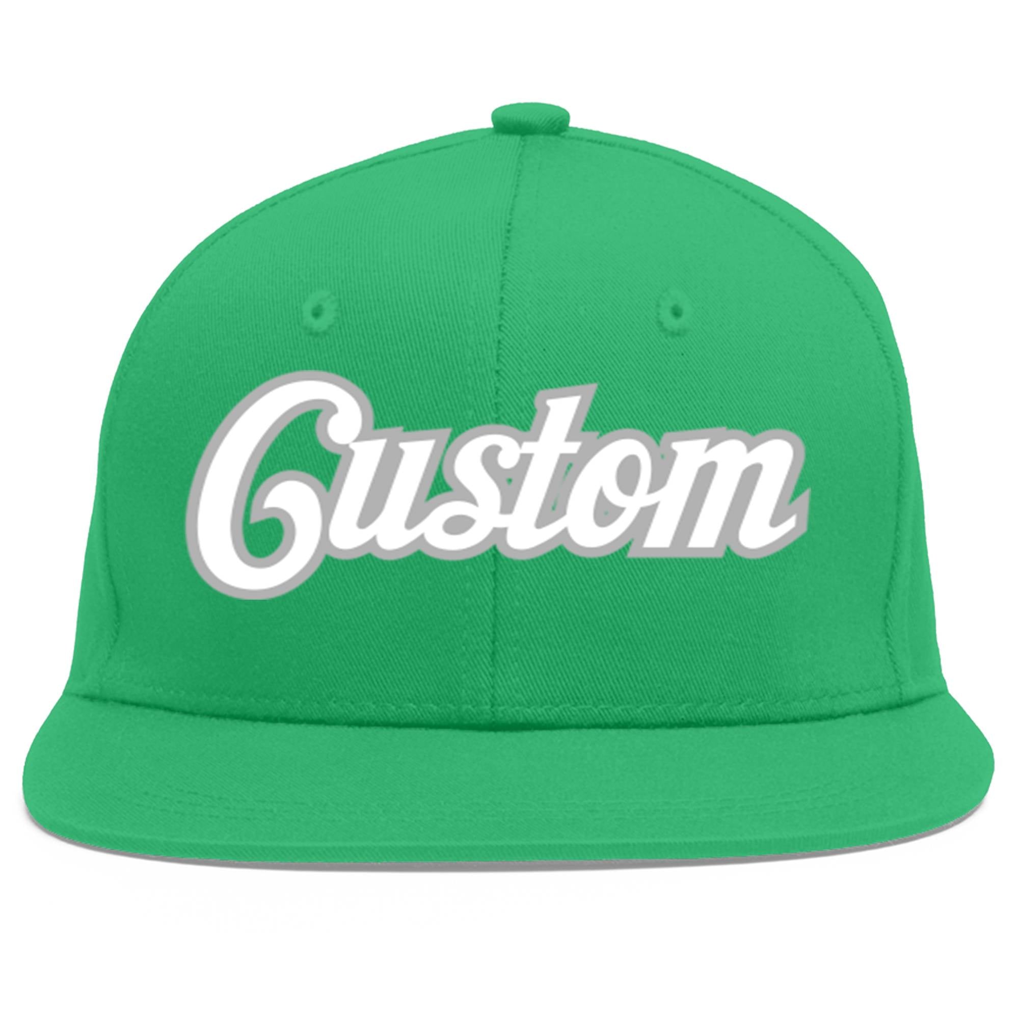 Custom Teal White-Gray Flat Eaves Sport Baseball Cap