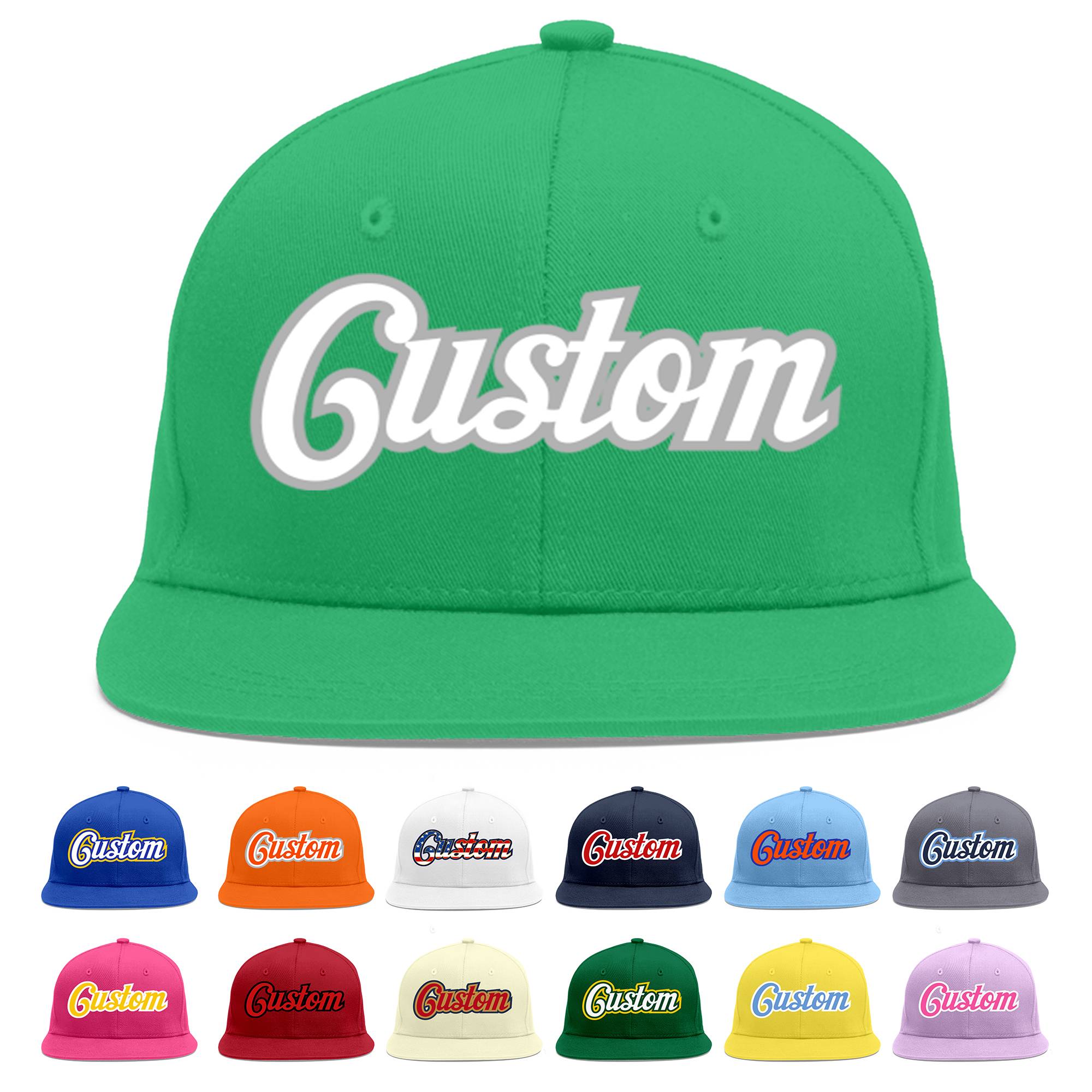 Custom Teal White-Gray Flat Eaves Sport Baseball Cap