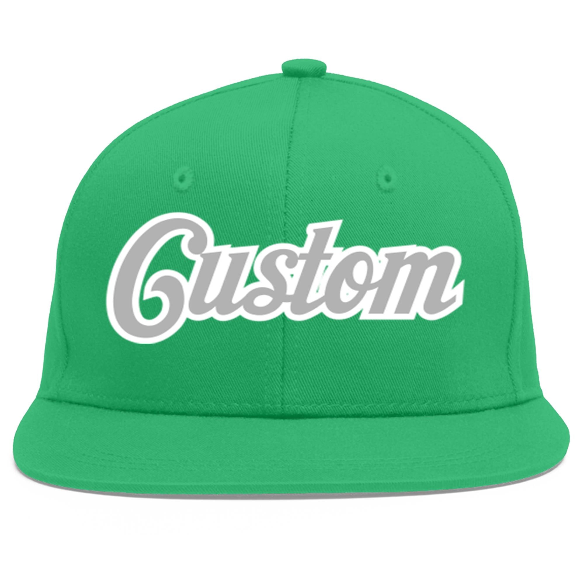 Custom Teal Gray-White Flat Eaves Sport Baseball Cap