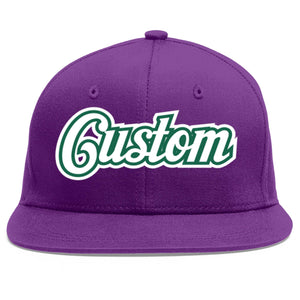 Casquette de baseball personnalisée violet blanc-vert Kelly Flat Eaves