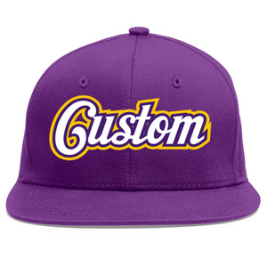 Casquette de baseball sport personnalisée violet blanc-violet plat Eaves