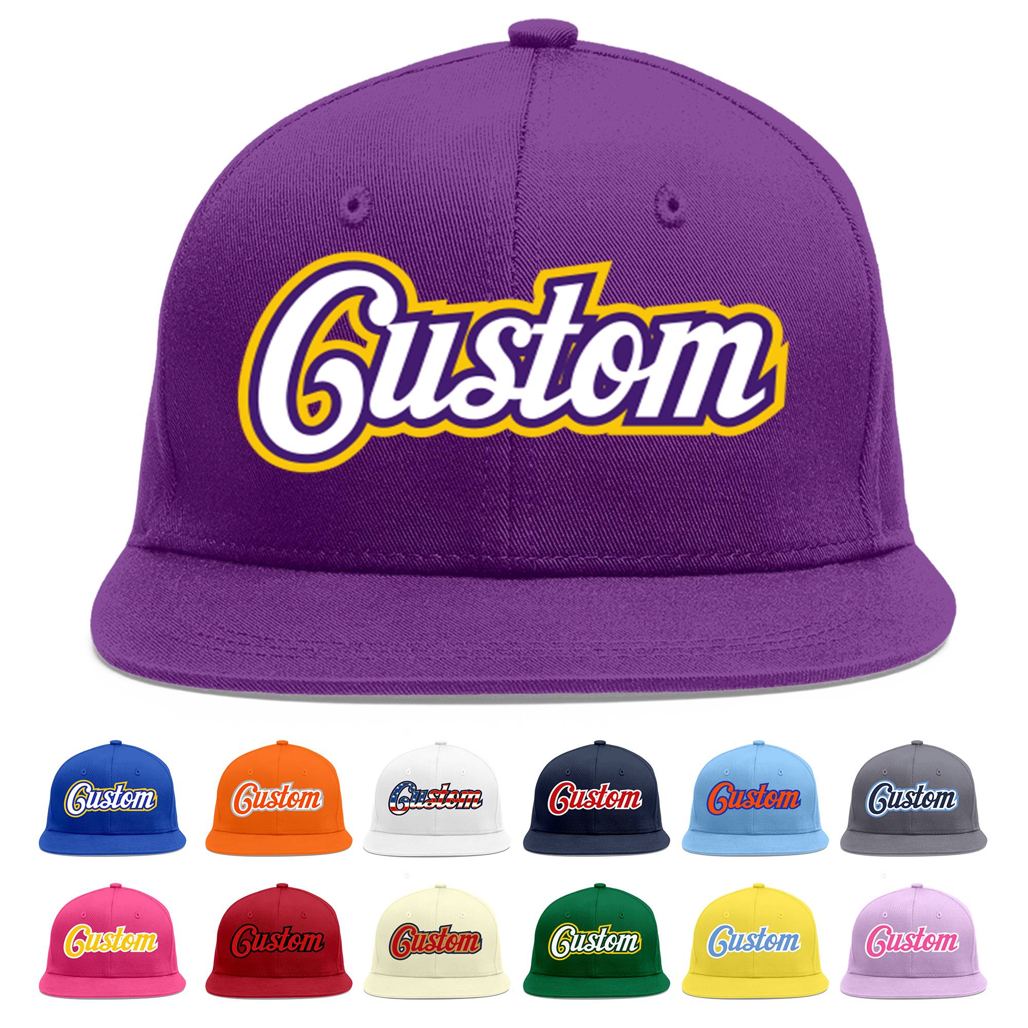 Casquette de baseball sport personnalisée violet blanc-violet plat Eaves