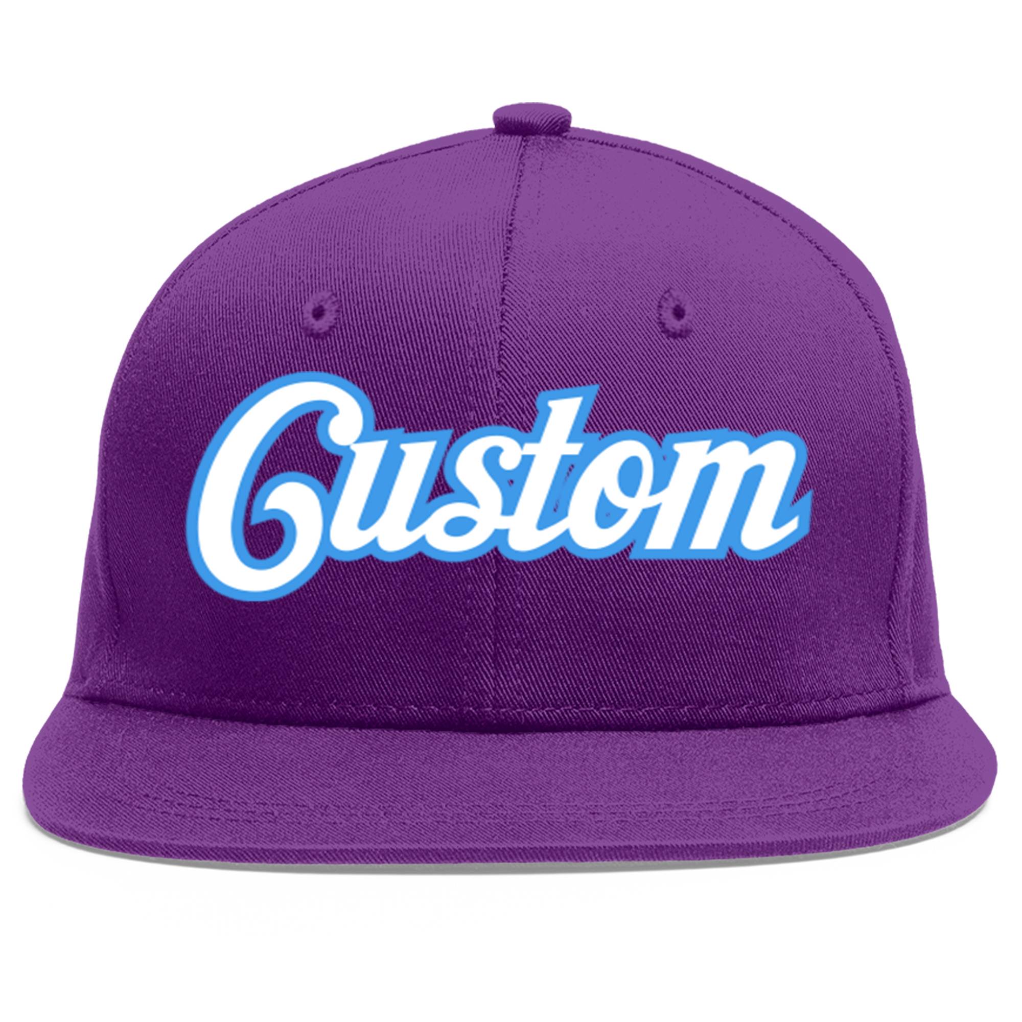 Casquette de baseball sport personnalisée violet blanc-bleu poudre