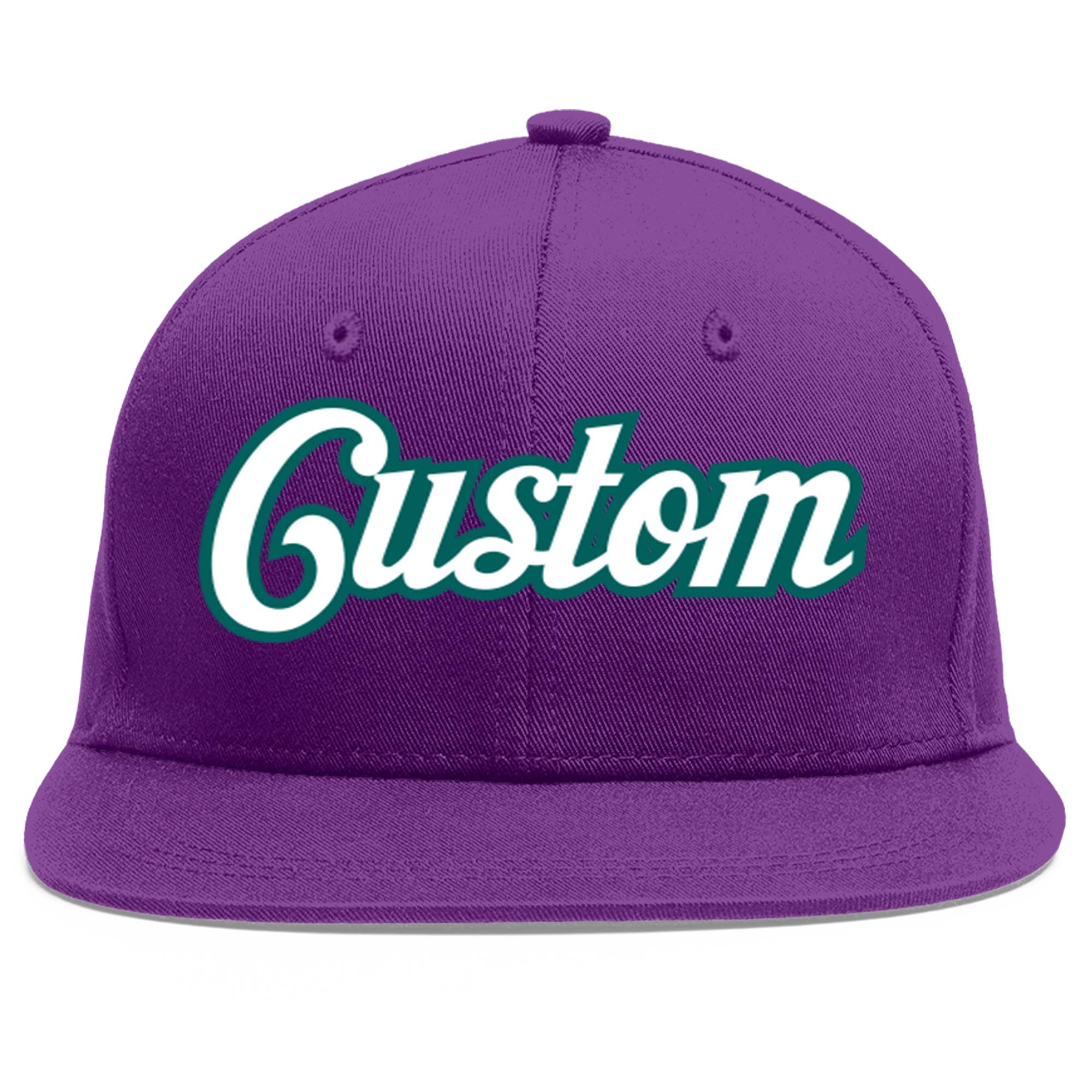 Casquette de baseball personnalisée violet blanc-aqua plat Eaves Sport